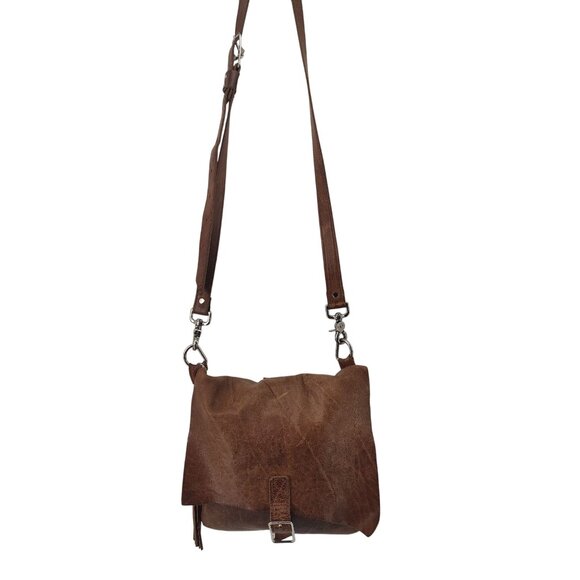 Cosmic Brown Leather Shoulder Bag with Adjustable Strap - Picture 1 of 11